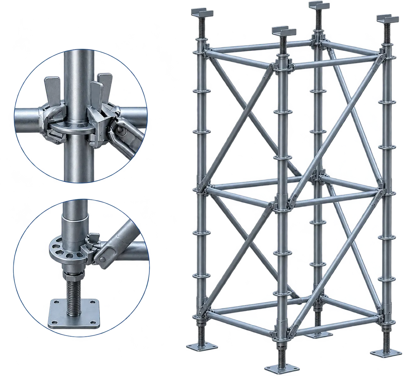 Complete Ringlock scaffolding system assembly
